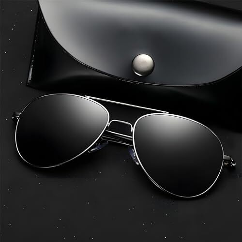 Roshfort Polarized Sunglasses For Men And Women Uv 400 Protection Aviator Shape Cooling Goggles Black Shade Sunglass (Italic) (Italic Black)