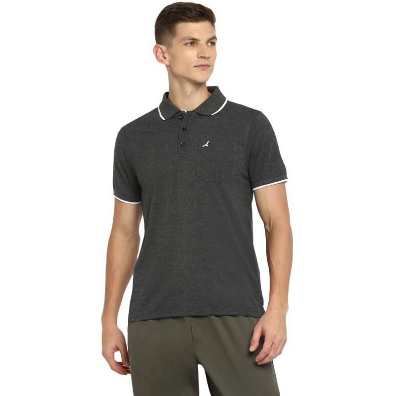 American Crew Polo Collar Half Sleeves T-Shirt For Men (Ac640-4Xl_Charcoal Melange)
