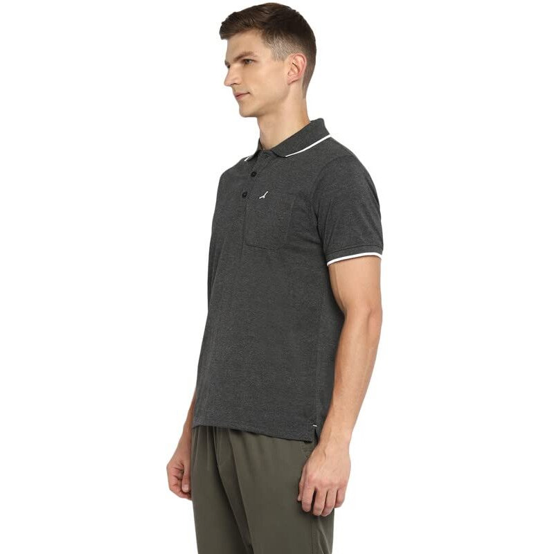 American Crew Polo Collar Half Sleeves T-Shirt For Men (Ac640-4Xl_Charcoal Melange)