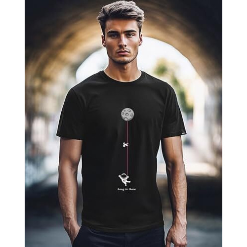 Bewakoof Men's Graphic Printed 100% Cotton T-Shirt - Regular Fit, Round Neck, Half Sleeves Black
