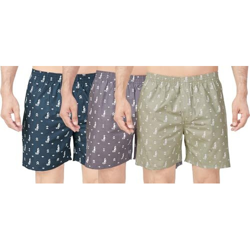 Raploch Men's Boxers For Inner Wear, Shorts For Men, Regular Wear,Fabulous Colors (Xl) - Cotton Printed Regular Boxer Shorts Multicolour