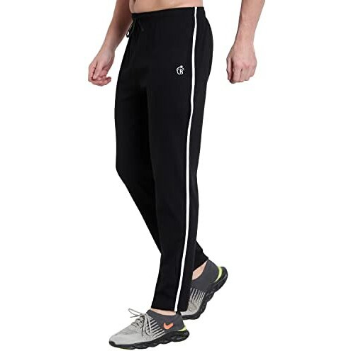 Blue Star Shark Men Athleisure Smart Tech Regular Fit Trackpants - Easy Stain Release, Anti Stat, Ultra Soft | Black Color (Pack Of 1)