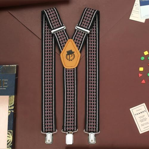 Peluche Honeycomb Black Coloured 3.5Cm Strap Width Elastic Suspenders For Men