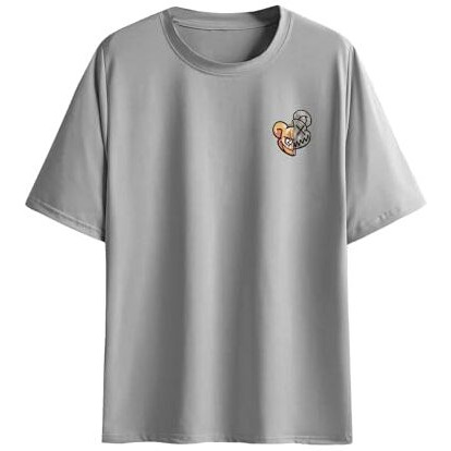 Lymio Round Neck Regular Fit Back T Shirt For Men (Tedy T-Shirt) (In, Alpha, M, Grey)