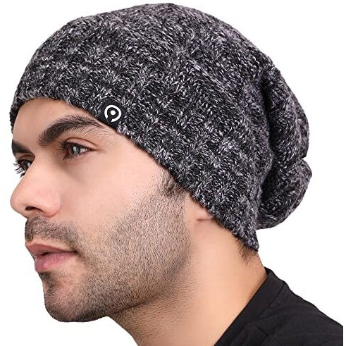 Coreteq Unisex Melange Long Slouchy Woollen Beanie Winter Cap (Classic Grey, Free Size, Pack Of 1)