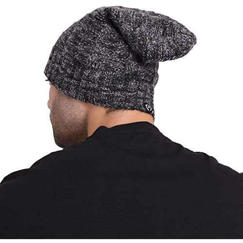 Coreteq Unisex Melange Long Slouchy Woollen Beanie Winter Cap (Classic Grey, Free Size, Pack Of 1)