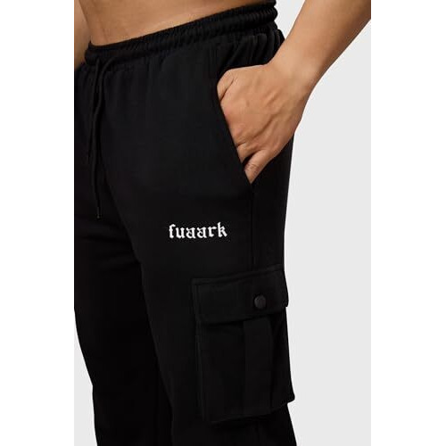 Fuaark Pinnacle Pocket Pants Men, Comfort Loose/Oversize Fit Trousers Track Pants (M, Black)