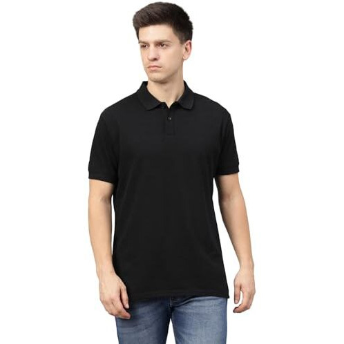 Veirdo Pure Cotton Half Sleeves Regular Fit Plain Solid Classic Polo Collar T-Shirt For Men & Boys (Color Options- Black, Maroon & Olive) (Tsh_Blk_Polo_L)