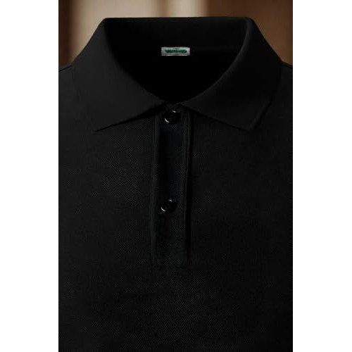 Veirdo Pure Cotton Half Sleeves Regular Fit Plain Solid Classic Polo Collar T-Shirt For Men & Boys (Color Options- Black, Maroon & Olive) (Tsh_Blk_Polo_L)