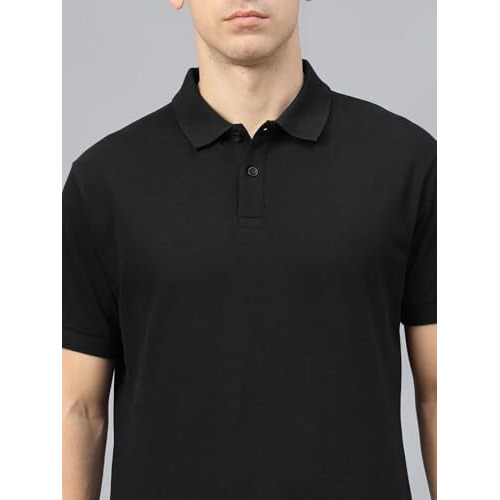 Veirdo Pure Cotton Half Sleeves Regular Fit Plain Solid Classic Polo Collar T-Shirt For Men & Boys (Color Options- Black, Maroon & Olive) (Tsh_Blk_Polo_L)