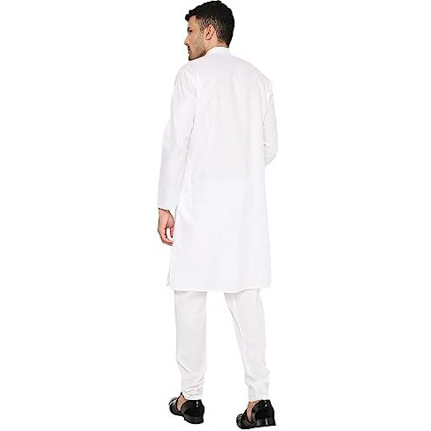 Maharaja Magic Cotton Regular Fit, Full Sleeve Kurta Pajama Set In White For Men [Mskp1101-48]