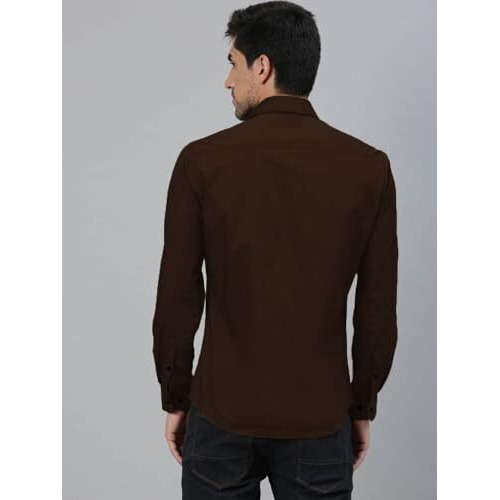 Spinify Men's Solid Regular Fit Shirt (804 Coffee (Xl)