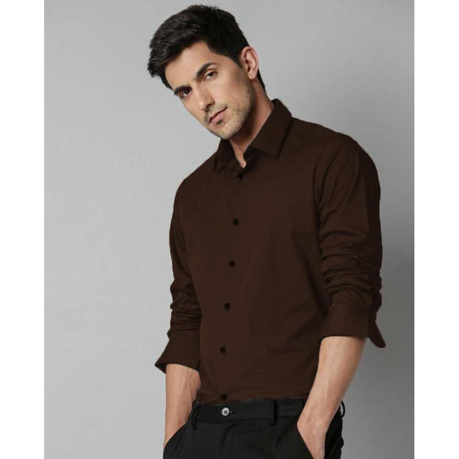 Spinify Men's Solid Regular Fit Shirt (804 Coffee (Xl)