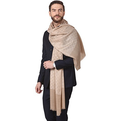 Pashtush Woven Mens Pashmina Stole, Checks Mens Muffler, Warm Cashmere Feel
