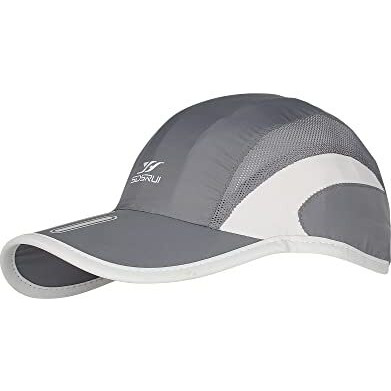 Isweven Printed Summer Breathable Mesh Baseball Cap Quick Drying Hats For Men Outdoor Light Weight Uv Protection Cap (Grey, 8009C)
