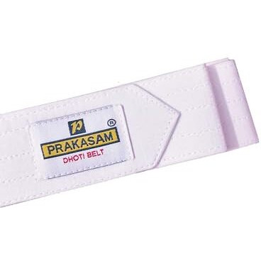 Prakasam Cotton Men's Welcro Dhoti White Color Belt (Large-1.60 Meter) (Pack Of 2)