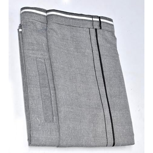 Tuni Mani (Mini Border Men's Cotton Welcro Pocket Dhoti, Vesti/Adjustable For All Size (28"-44") (Single Dhoti) (Grey)