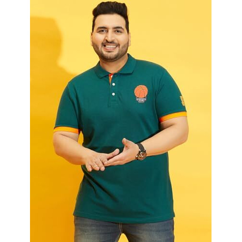 Bigbanana Men's Regular Fit Polo (Goatee,Teal,3Xl)