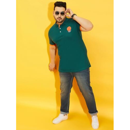 Bigbanana Men's Regular Fit Polo (Goatee,Teal,3Xl)