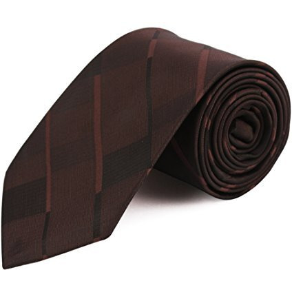 Peluche Geometrical Brown & Black Colored Microfiber Necktie For Men