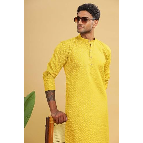 Be Active Men's Cotton Regular Kurta Size Xl (C-399-2_Yellow)