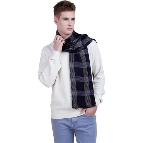 Flyer Men's Stole/Scarf Colour- Dark Blue & Cream Stylish 100% Soft Viscose Ethnic Scarves Pack Of 1 St-11