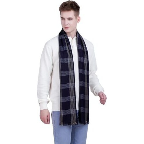 Flyer Men's Stole/Scarf Colour- Dark Blue & Cream Stylish 100% Soft Viscose Ethnic Scarves Pack Of 1 St-11