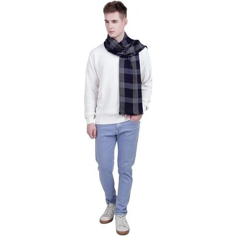 Flyer Men's Stole/Scarf Colour- Dark Blue & Cream Stylish 100% Soft Viscose Ethnic Scarves Pack Of 1 St-11