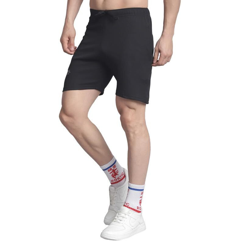 Mack Jonney Solid Black Regular Fit Polyster Lycra Shorts For Men