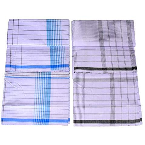 Tuni Mani Men's Stitched Cotton Lungi 2.10Meter Free Size (Pack Of 3) | White