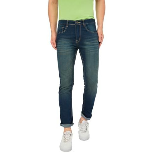 Ben Martin Men's Slim Fit Stylish Stretchable 36 Size Green Cotton Denim Jeans Pant For Men, Jj3-4