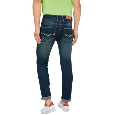 Ben Martin Men's Slim Fit Stylish Stretchable 36 Size Green Cotton Denim Jeans Pant For Men, Jj3-4