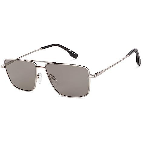 John Jacobs Polarized And 100% Uv Protected | Silver-Grey Full Rim Square | Stylish & Premium Sunglasses | For Men & Women | Medium | Jj S13146
