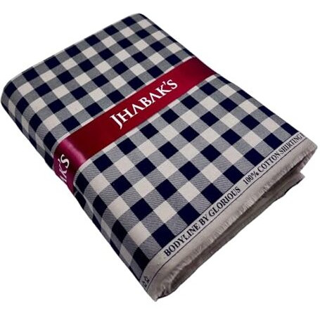 Jhabak's Unstitched 100% Pure Cotton Checks Shirt Fabric - 1.60M Shirt Piece - 4