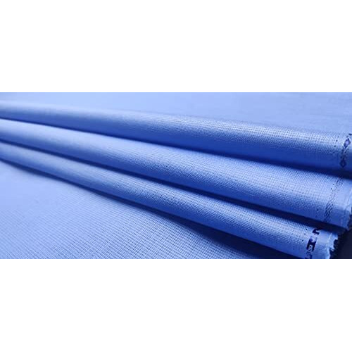 Subhdin Premium Unstitched Shirt Fabric For Men 2.25M Shirt Piece Cloth Pure Cotton Linen Blend Material (Maya Blue, Free Size)