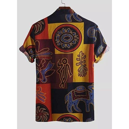 Lookmark Men's Poly Cotton Digital Printed Half Sleeve Shirt(Printed Shirt Max-S)