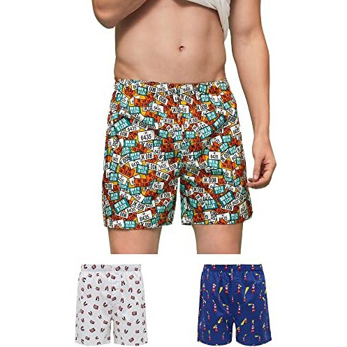 Xyxx Men's Super Combed Cotton Remix Printed Boxers Pack Of 3 (L Number Plate+Camera+Light House)