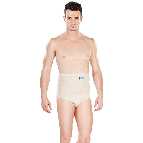 Dermawear Men Blended V-Shaper High Waist Abdomen Shapewear Brief (A-302A_Cream_Medium)