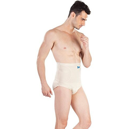 Dermawear Men Blended V-Shaper High Waist Abdomen Shapewear Brief (A-302A_Cream_Medium)