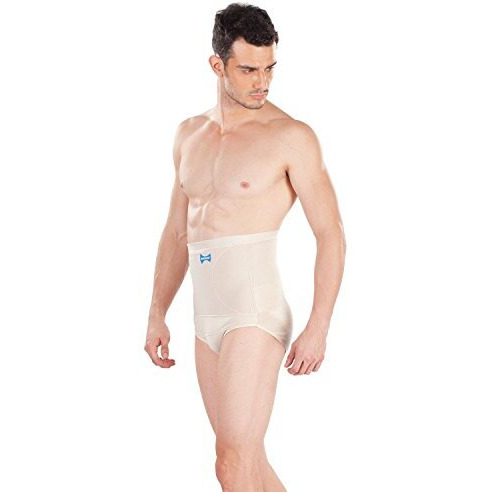 Dermawear Men Blended V-Shaper High Waist Abdomen Shapewear Brief (A-302A_Cream_Medium)