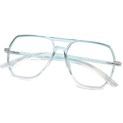 Peter Jones Oversized Aviator Transparent/Green Unisex Blue Light Blocking Computer Glasses (Ag20508Gr)