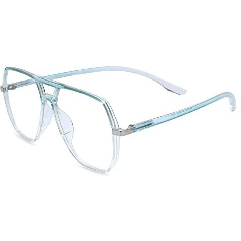 Peter Jones Oversized Aviator Transparent/Green Unisex Blue Light Blocking Computer Glasses (Ag20508Gr)