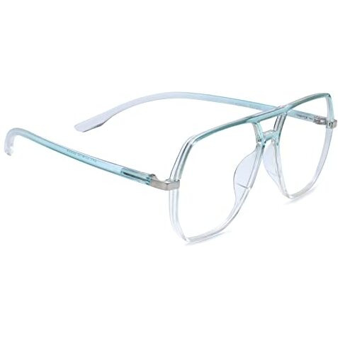 Peter Jones Oversized Aviator Transparent/Green Unisex Blue Light Blocking Computer Glasses (Ag20508Gr)