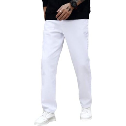 Ben Martin Men's Slim Fit Stretchable 32 Size White Cotton Denim Mid Rise Jeans Pant For Men, Jj3-23