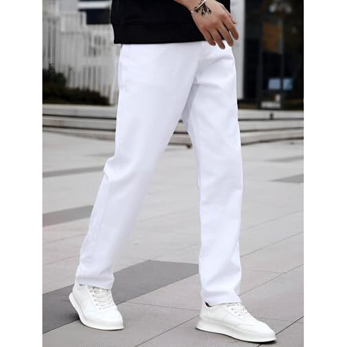 Ben Martin Men's Slim Fit Stretchable 32 Size White Cotton Denim Mid Rise Jeans Pant For Men, Jj3-23
