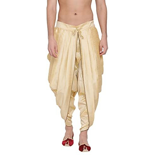 Vastramay Men's Dhoti (Vasmrd001Go_Free Size_Gold)