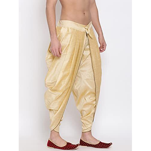 Vastramay Men's Dhoti (Vasmrd001Go_Free Size_Gold)