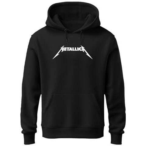 Indissh Hoodies | Unisex Hoodie Sweatshirt Music Front Back Printed For Both Girls And Boys Mu-Metal2 | Blk-L