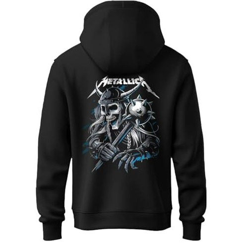 Indissh Hoodies | Unisex Hoodie Sweatshirt Music Front Back Printed For Both Girls And Boys Mu-Metal2 | Blk-L