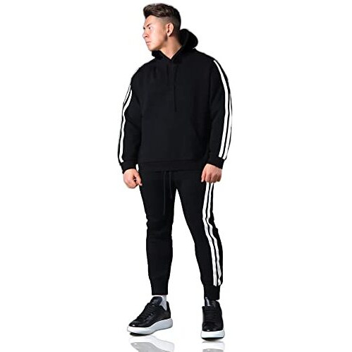 Dburke Tracksuit Hoodie For Men's|Winter Wear Black Sweatshirt|Hood Tracksuit For Men Running Walking Sports Hoodie Set (In,Alpha,M,Regular,Black),Sports Suit